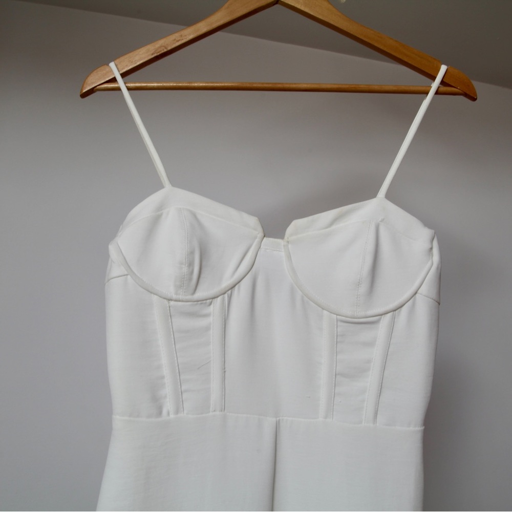 Zara S/M White Corset Palazzo Jumpsuit